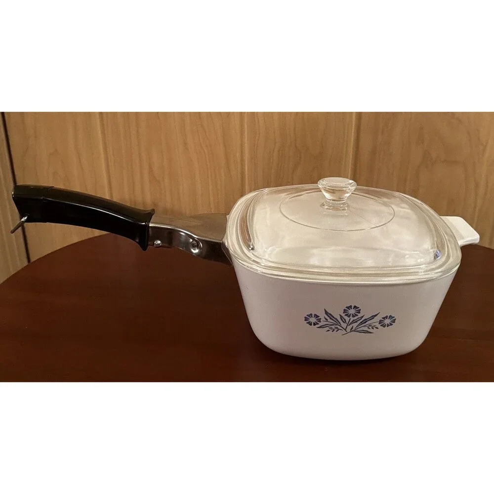 VTG CorningWare Saucepan P-1 3/4-B + Lid P-7-C + Handle P-10-HG Blue Cornflower!